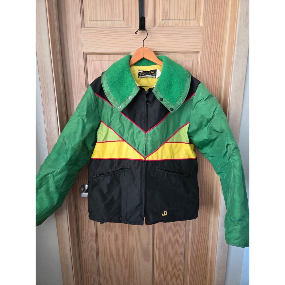 Vintage John Deere Winter Snow Suit Snowmobile Set Green Yellow Black Large ?
